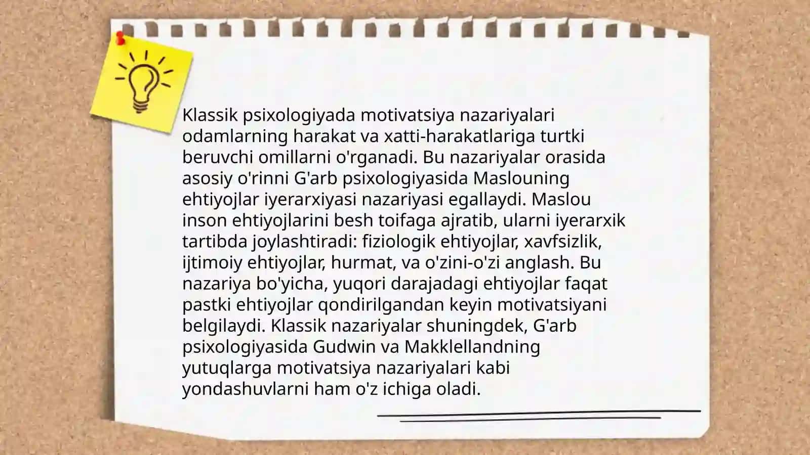 Turli psixologiya maktablarida motivatsiya muammosini o'rganilishi 4