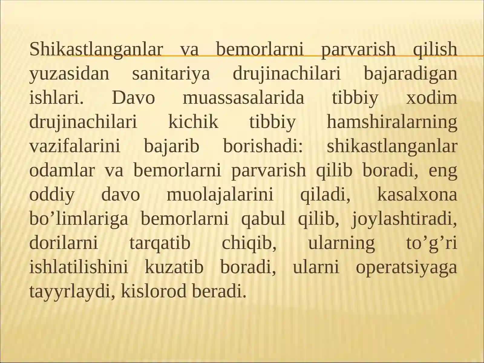 Davolash muassasalarida bemorlarni parvarishlash usullari 4