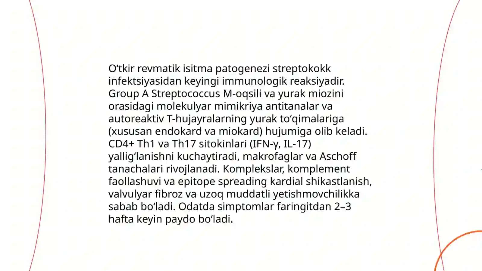 Oʻtkir revmatik isitma kasalligi sabablari klinik belgilari davolash va oldini olish choralari 4