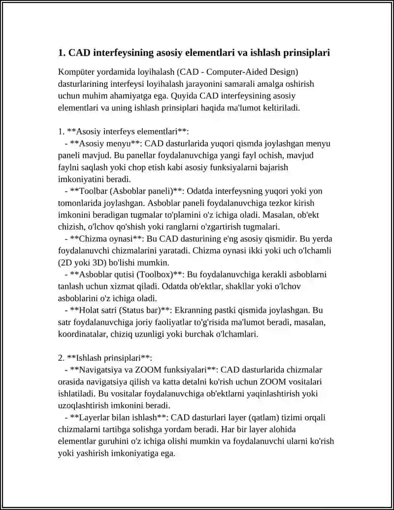 CAD TIZIMLARINING DASTURLARINI INTERFEYSINI ÖRGANISH VA QÖLASH 4