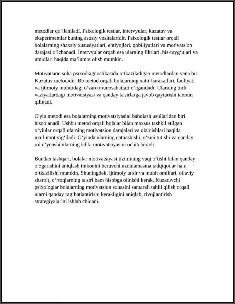 BOLANING MOTIVATSION SOHASINING PSIXODIAGNOSTIKASI 4