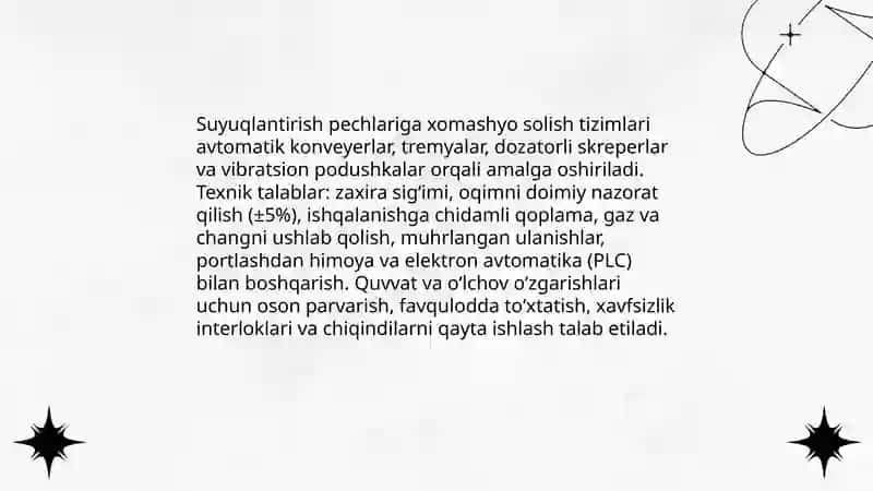 Shaxta pechlariga xomashyo uzatish mexanizmining umumiy dizayni 4