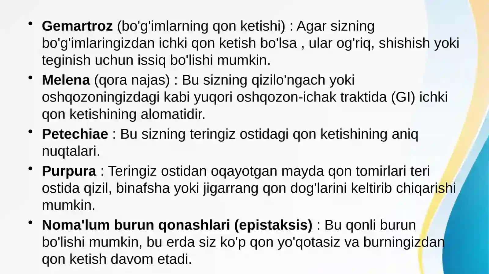 Gemorragik diatezlarning ko’rinishlari 4