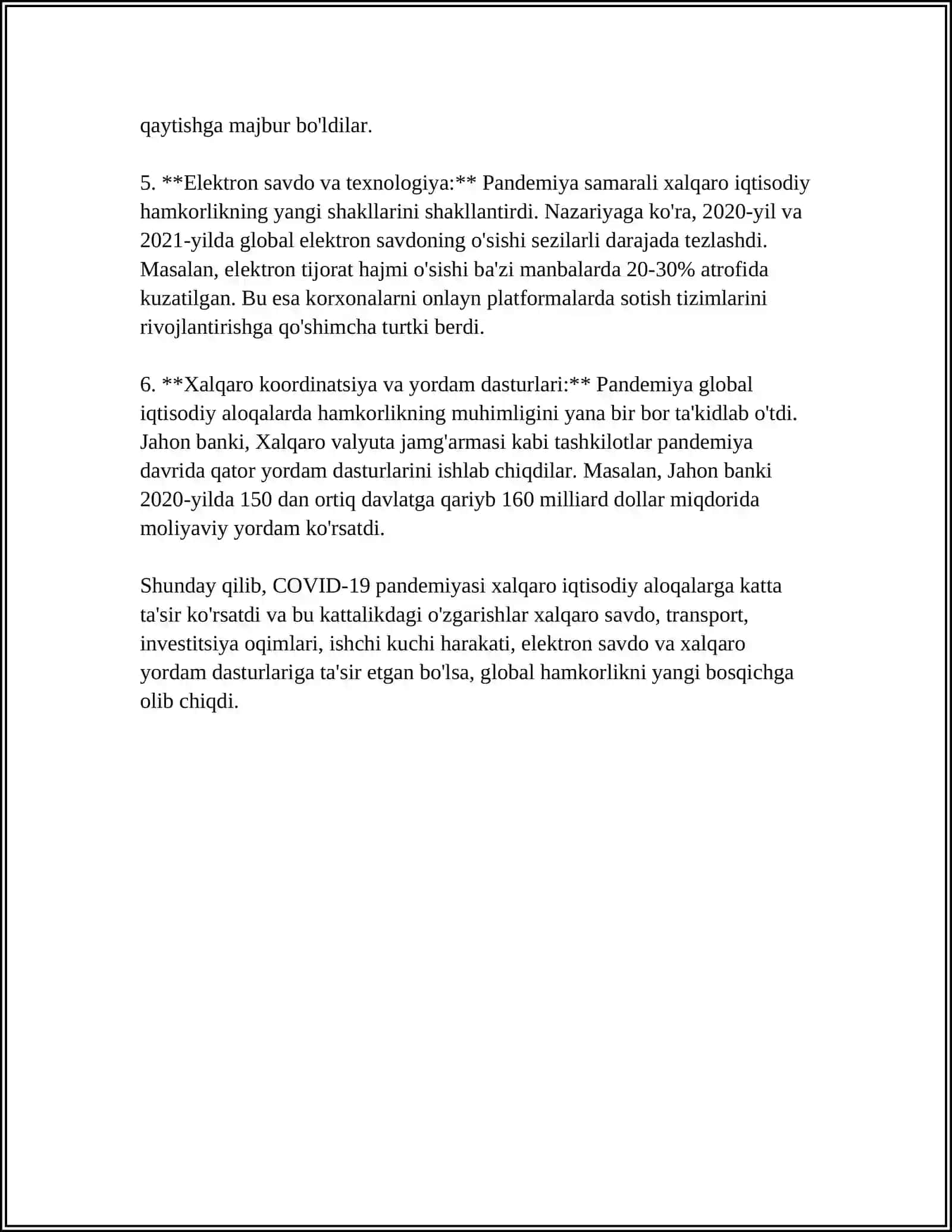 XALQARO IQTISODIY MUNOSABATLAR VA COVID-19 PANDEMIYASI 4