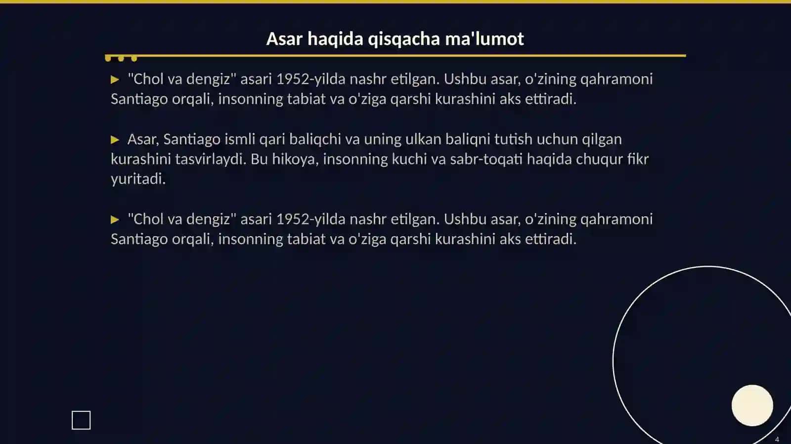 Ernest Heminqueyning "Chol va dengiz" qissasi 4