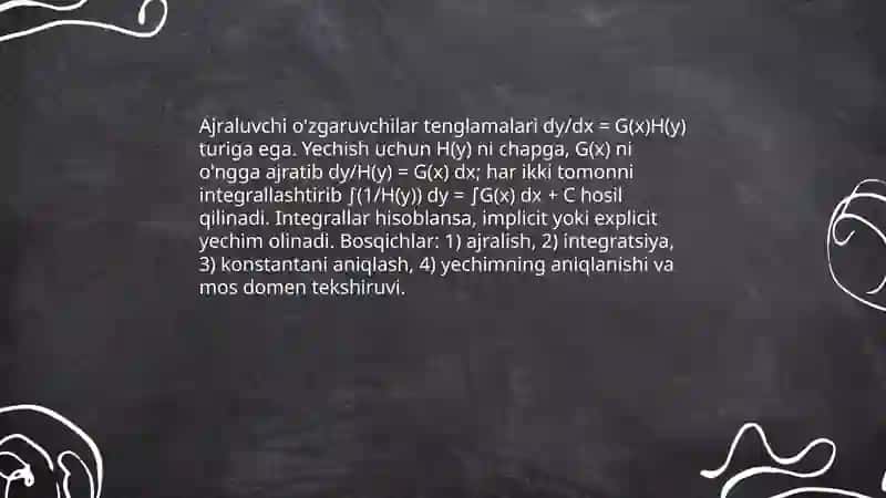 Xususiy hosilali birinchi tartibli differensial tenglamalar 4
