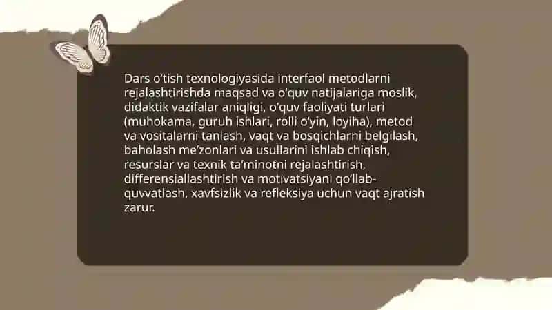 Ta'limning intirfaol usullari. Dars oʻtish texnalogiyasi 4