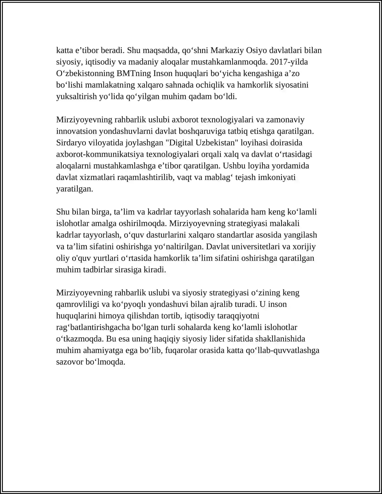 SHAVKAT MIRZIYOYEV HAQIQIY SIYOSIY LIDER 4