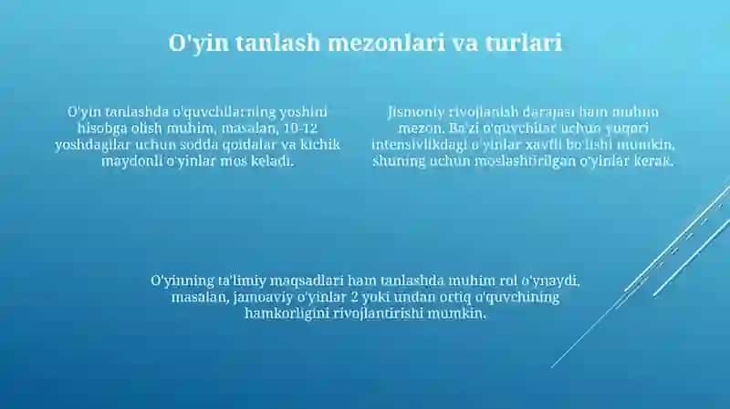 Jismoniy tarbiya darslarida sport òynlarni tashkil etish 4