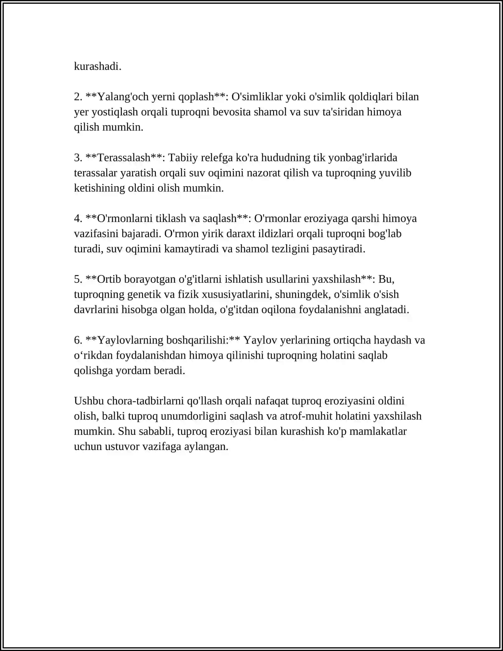 TUPROQLARNI MUXOFAZA QILISH VA OQILONA FOYDALANISH 4