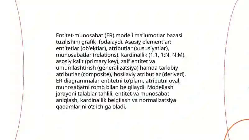 Maʼlumotlar bazasi qurilishda maʼlumotlar modellari 4