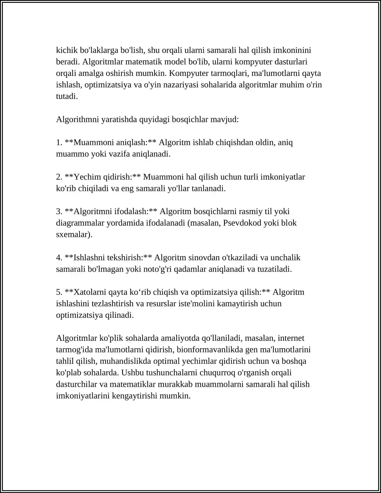 ALGORITHM LASH USULLARI. TIBBIY_BIOLOGIK MASALALARNI YECHISH ALGORITMNI YARTISH. TIBBIY BIOLOGIK MASALALARNI YECHISH ALGORITMLARINI MATIMATIK MOBELLASHTIRISH 4