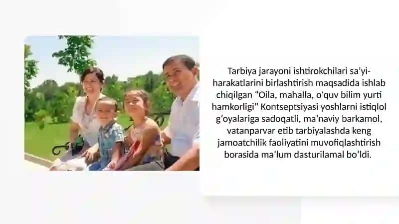 MAKTAB, OILA, JAMOATCHILIK HAMKORLIGI KONSEPSIYASINING AMALDAGI HOLATI 4