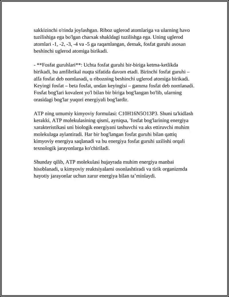 ATP- HUJAYRANING UNIVERSAL ENERGIYA VALYUTASI 4