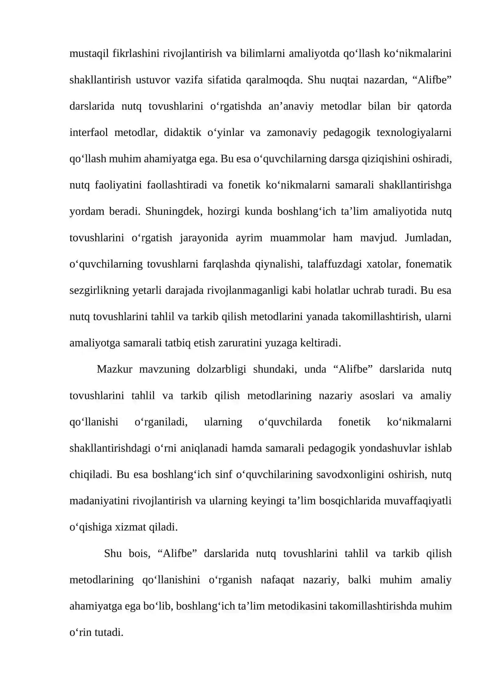 "Alifbe"darslarida nutq tovushlarini tahlil va tarkib qilish metodlarimimg qo'llanilishi 4
