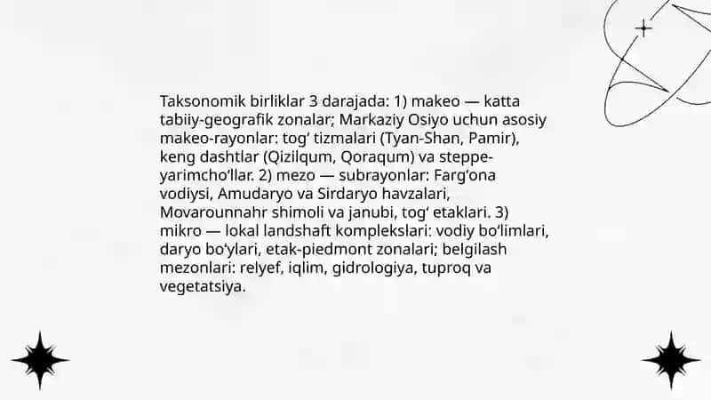 Taksonomik birliklar doirasida òrta osiyo ólkasini tabiiy geografik rayonlashtrish 4