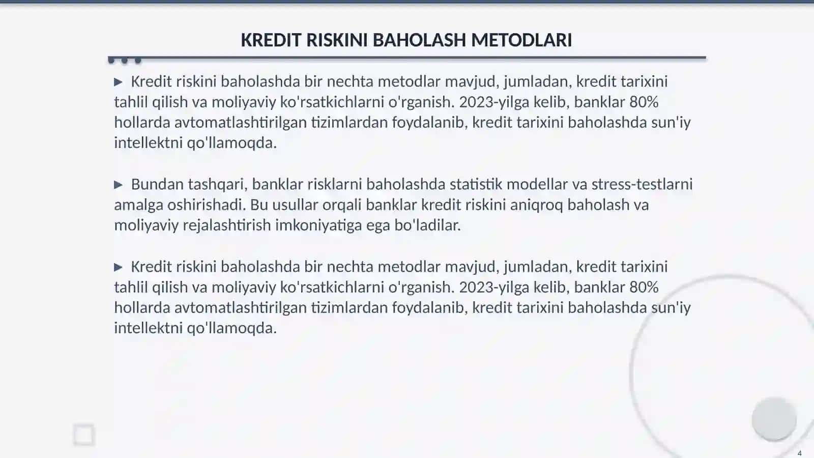 KREDIT RISKLARINI BOSHQARISH: BANKLAR UCHUN SAMARALI STRATEGIYALAR 4