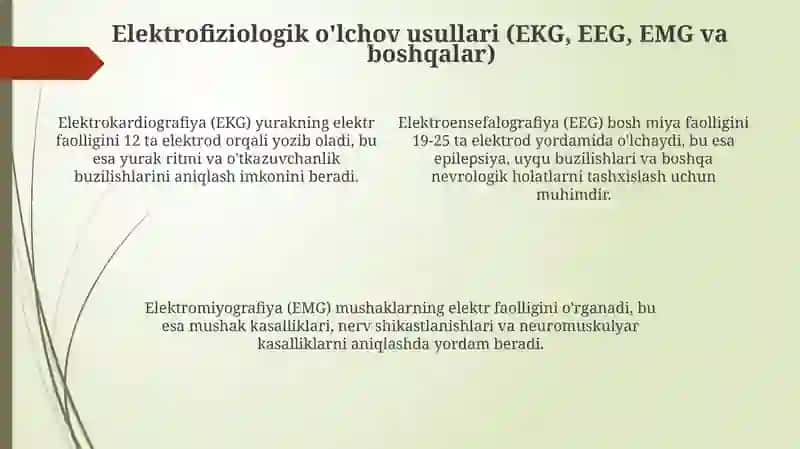 Elektro kimyo tibbiyotda elektrodiagnostikaning asosi 4