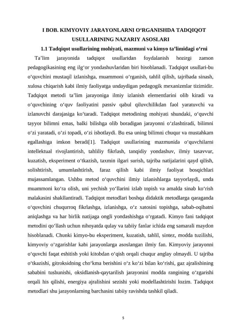 Tadqiqot usullarini qo‘llash orqali kimyoviy jarayonlarni o‘rganish metodikasi 4