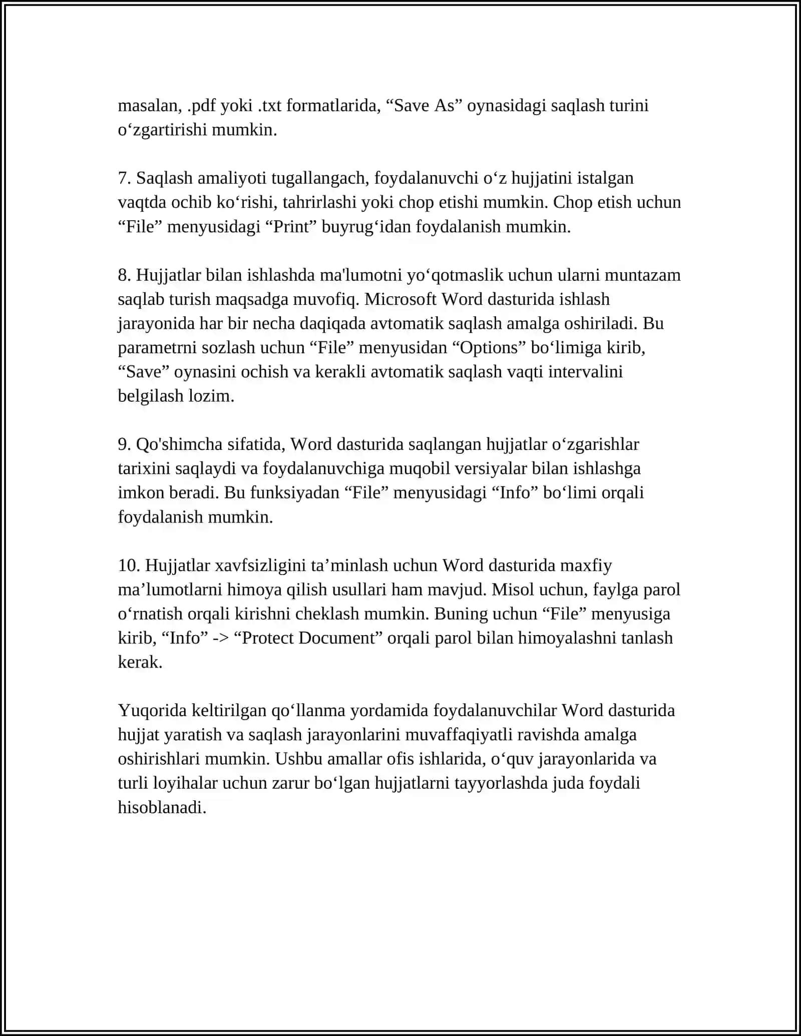 BOSHLANG'ICH SINF O'QITUVCHILARINI ME'YORIY HUJJATLARINI TAYYORLASHDA WORD DASTURIDAN FOYDALANISH 4
