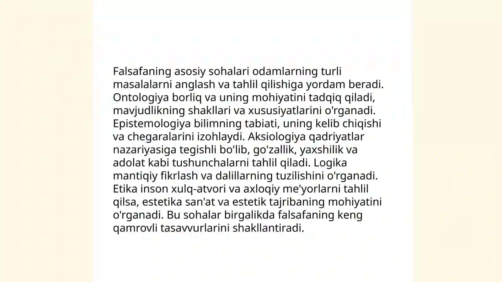 Falsafaning sohalari va vazifalari.Milliy falsafani rivojlantirish masalalari 4
