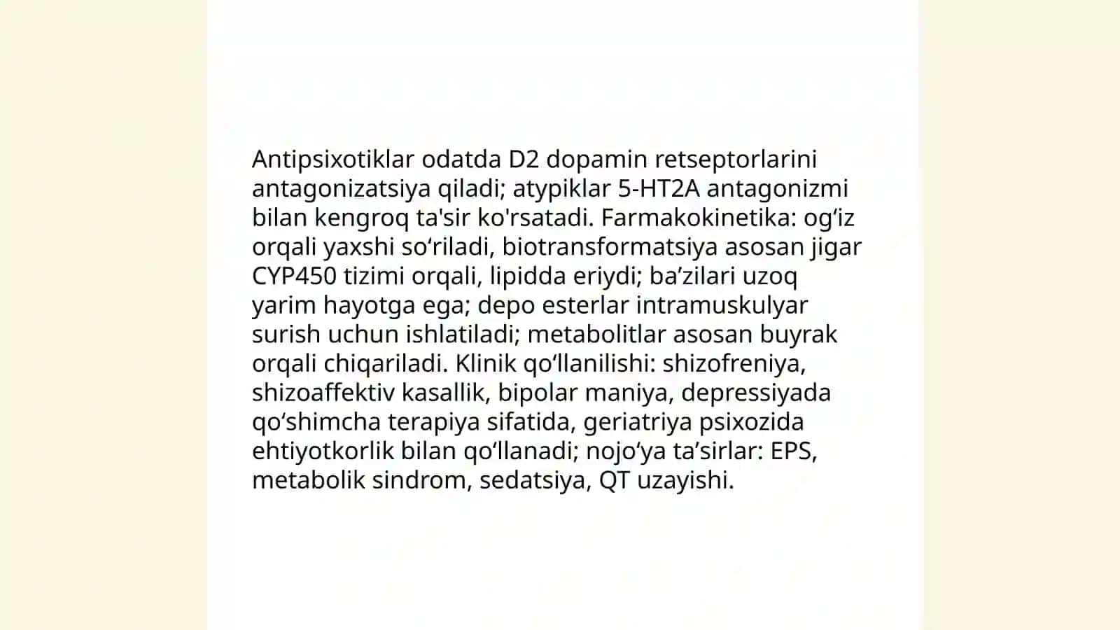 Psixotrop dori vositalarining klinik farmakologiyasi 4