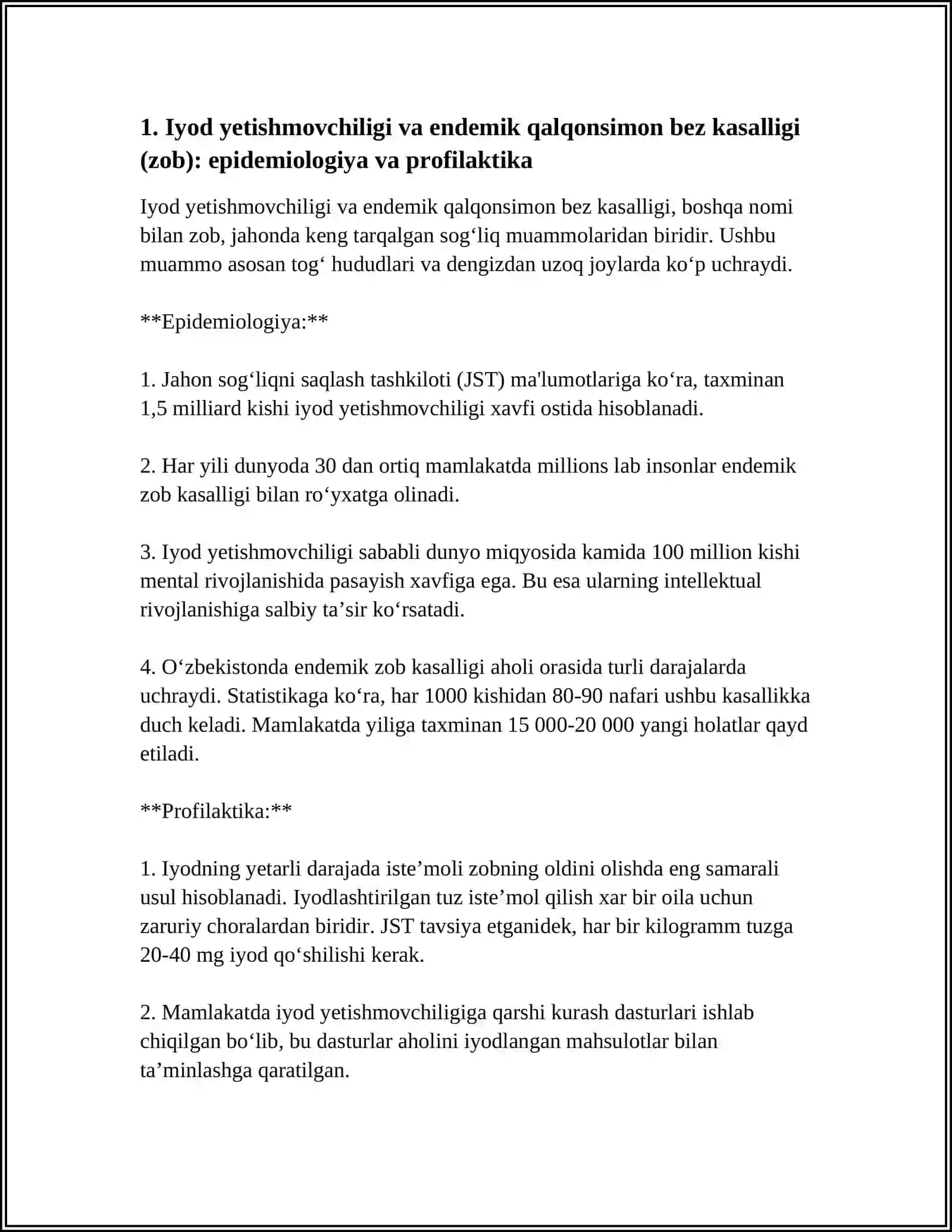 BIOGEN ELEMENTLARNING KONSENTRATSIYASI OʻZGARISHI BILAN BOGʻLIQ ENDEMIK VA KASB KASALLIKLARI 4