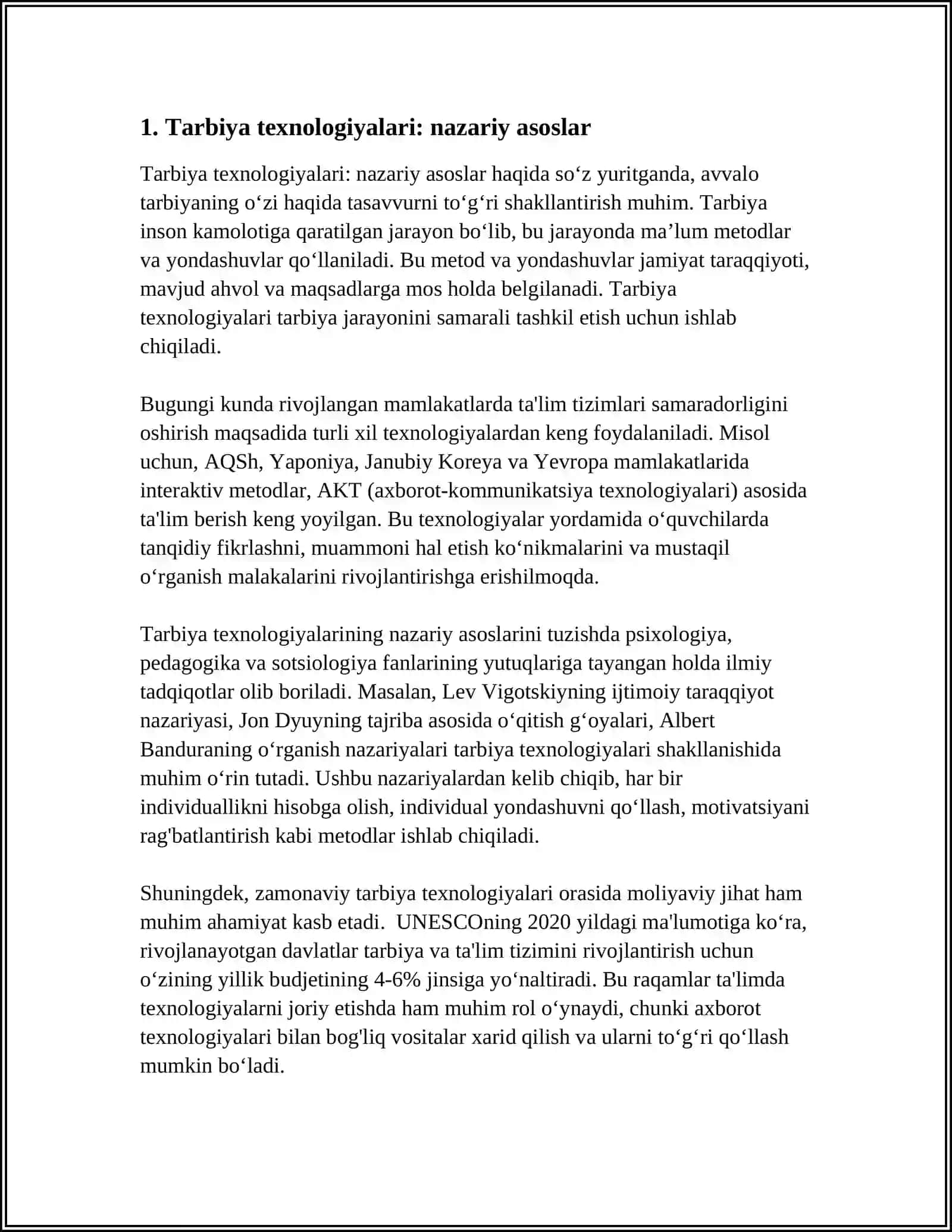 O‘QITUVCHINING TARBIYA TEXNOLOGIYALARI ASOSIDA PEDAGOGIK MAHORATINI OSHIRIB BORISHI 4