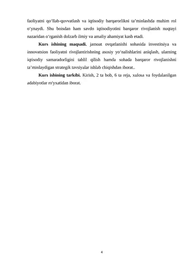 Jamoat ovqatlanishi sohasida investitsiya va innovatsion faoliyatni rivojlantirish yo‘nalishlari 4