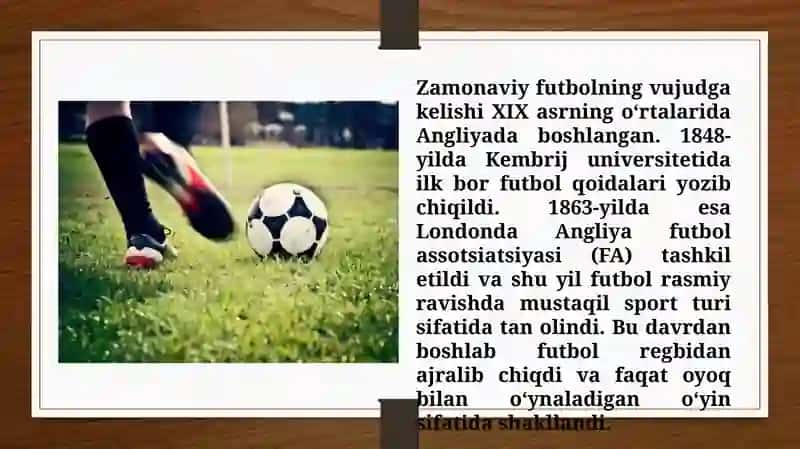 Dunyoda fudbolning rivojlanishi (TAQDIMOT) 4