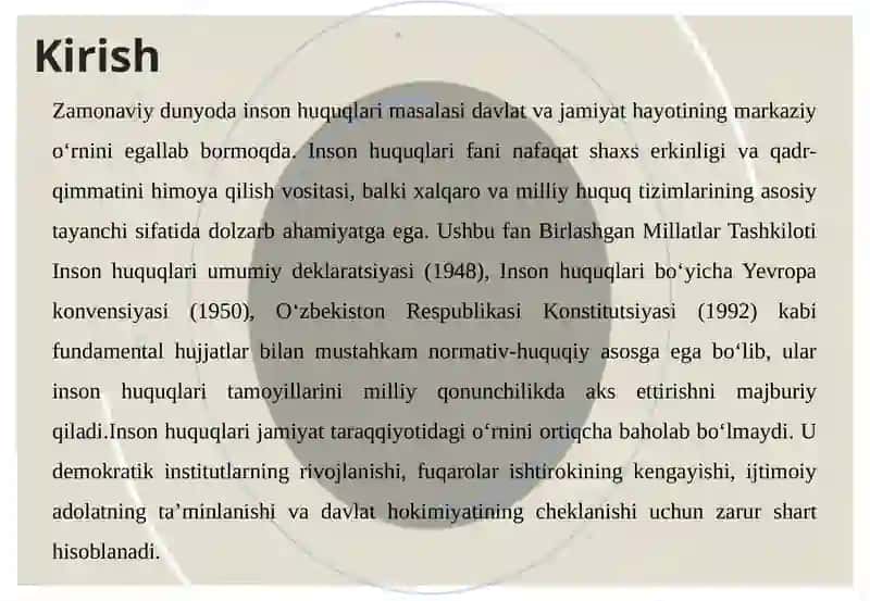 Inson Huquqlari Fanining Huquq Tizimida Tutgan O‘rni va Boshqa Ijtimoiy Fanlar bilan O‘zaro Munosabati 4