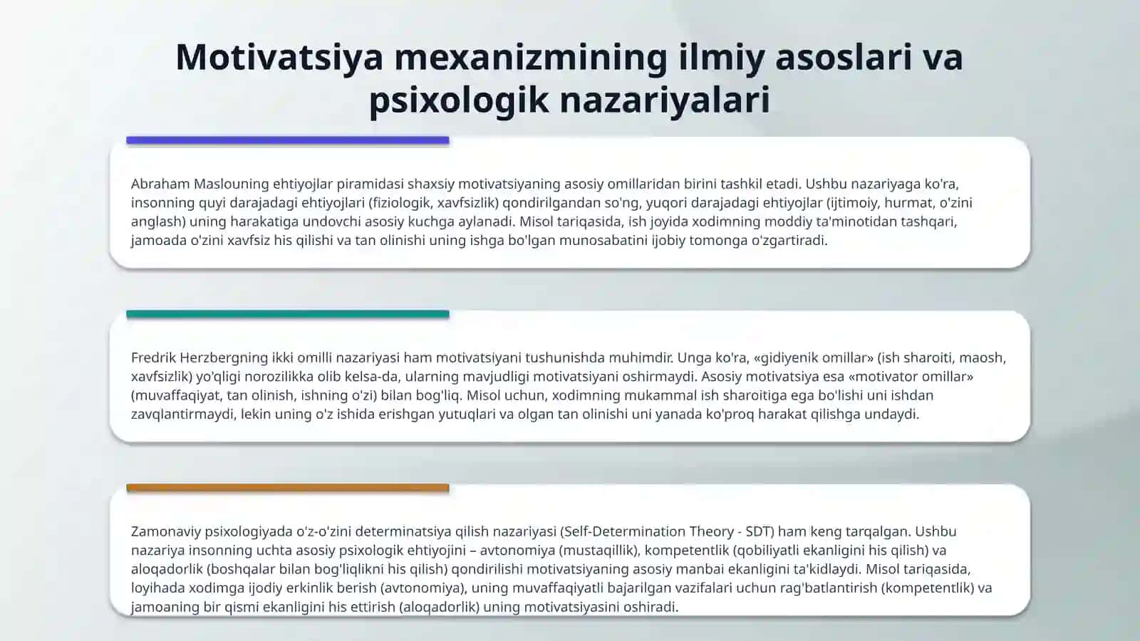 Personalni motivatsiya qilishning mexanizmini ishlab chqarish 4