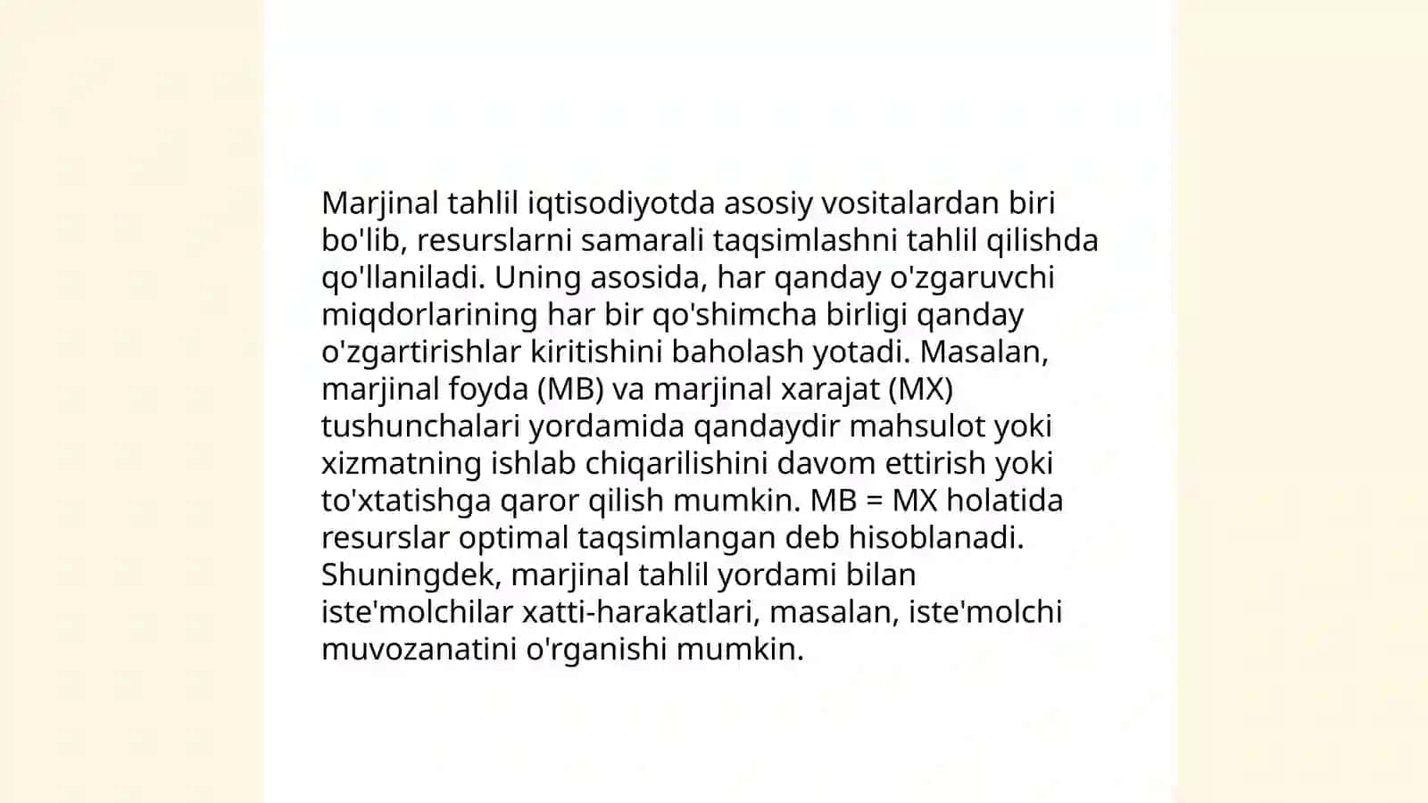 Mahsulot sotishdan foydaning marjinal tahlil metodikasi 4