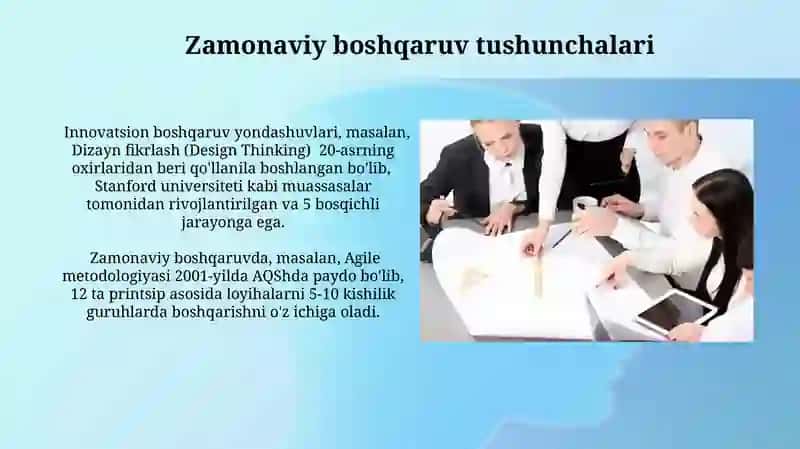 Sifat menejmentining zamonaviy yondashuvlari 4