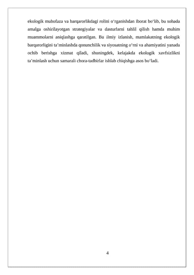 O’ZBEKISTON RESPUBLIKASIDA EKOLOGIK SIYOSAT VA QONUNCHILIK ASOSLARI 4