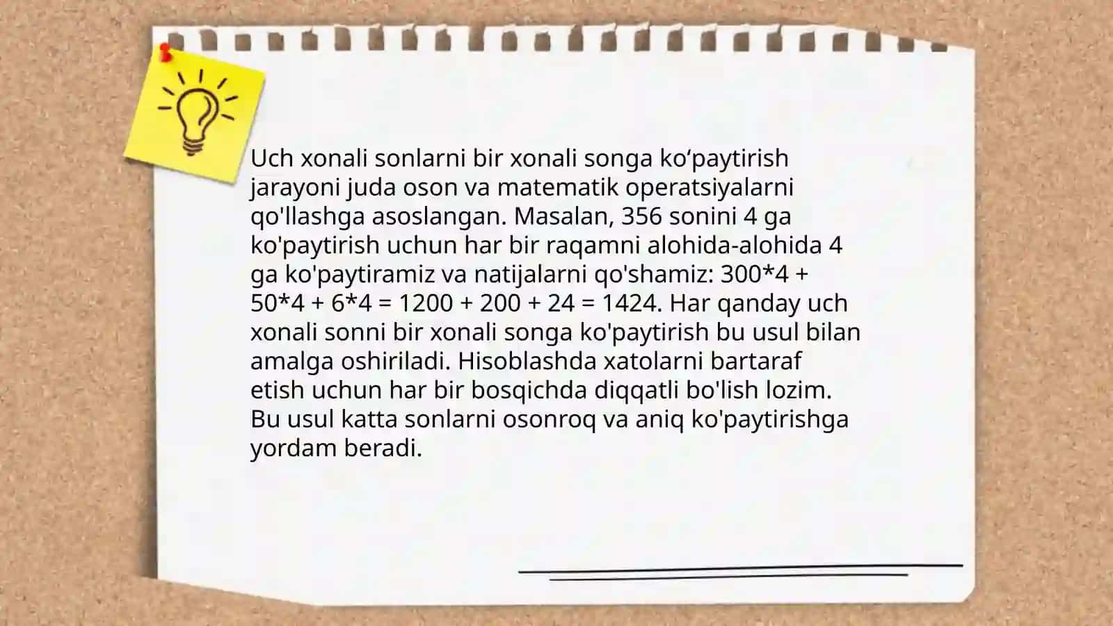 Ikki va uch xonali sonlarni bir xonali songa koʻpaytirish 4