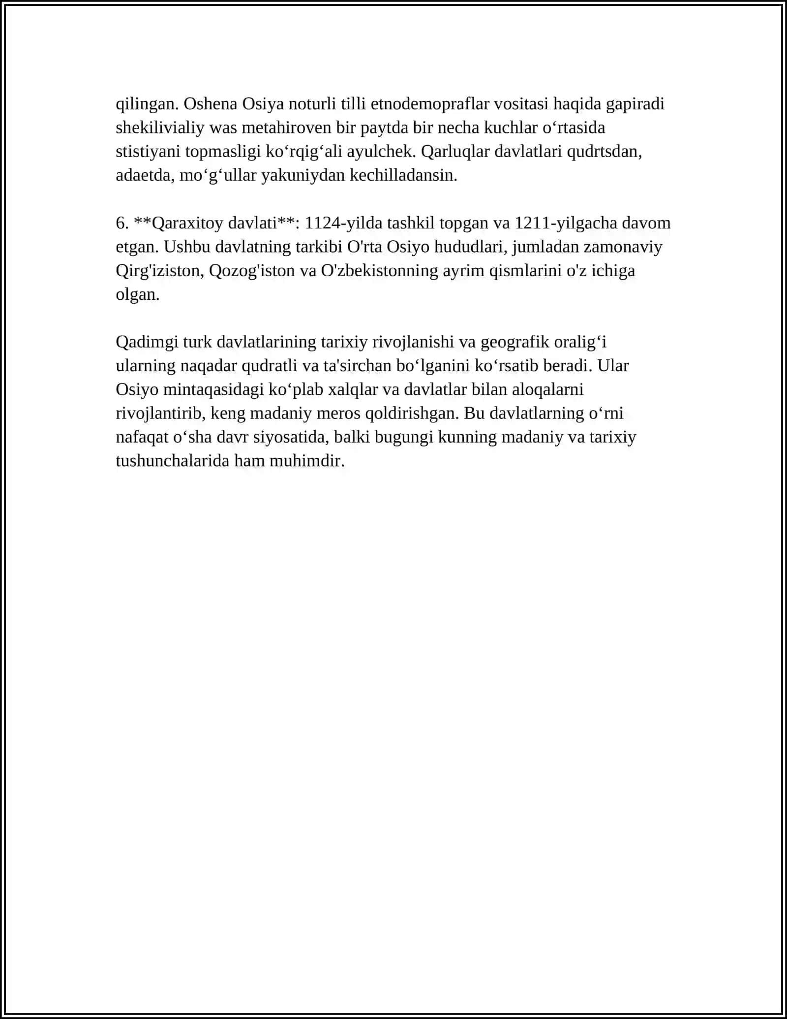 O‘ZBEK DAVLATCHILIGINING TARIXIY BOSQICHLARI (O‘ZBEKISTON HUDUDIDAGI DAVLATLAR TARIXI MISOLIDA) 4