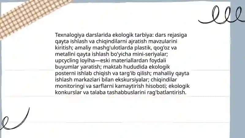 Texnalogiya darslariga oid tarbiyaviy tadbirlarni tashkil etish 4