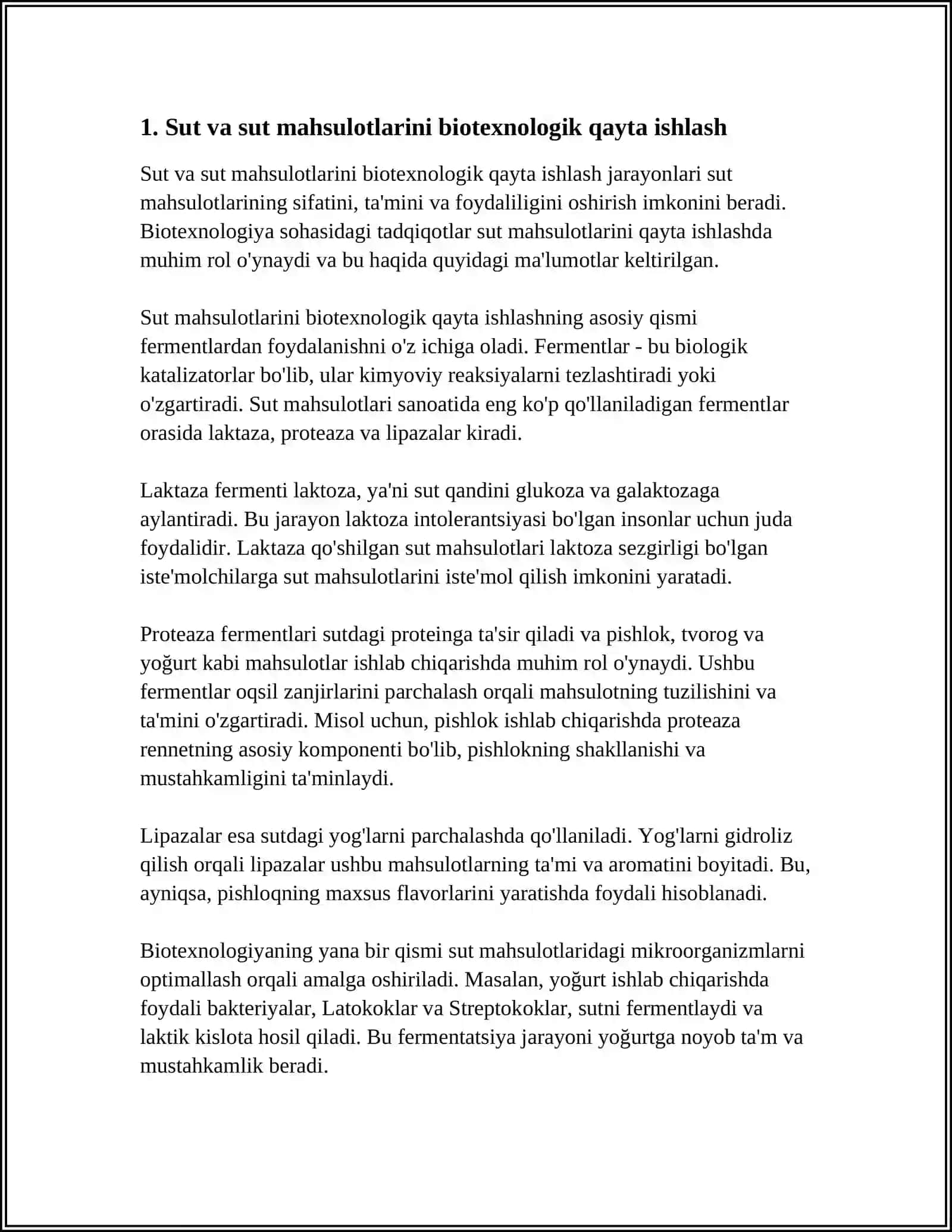 OZUQA MAHSULOTLARI VA ICHIMLIK ISHLAB CHIQARISH BIOTEXNOLOGIYASI 4
