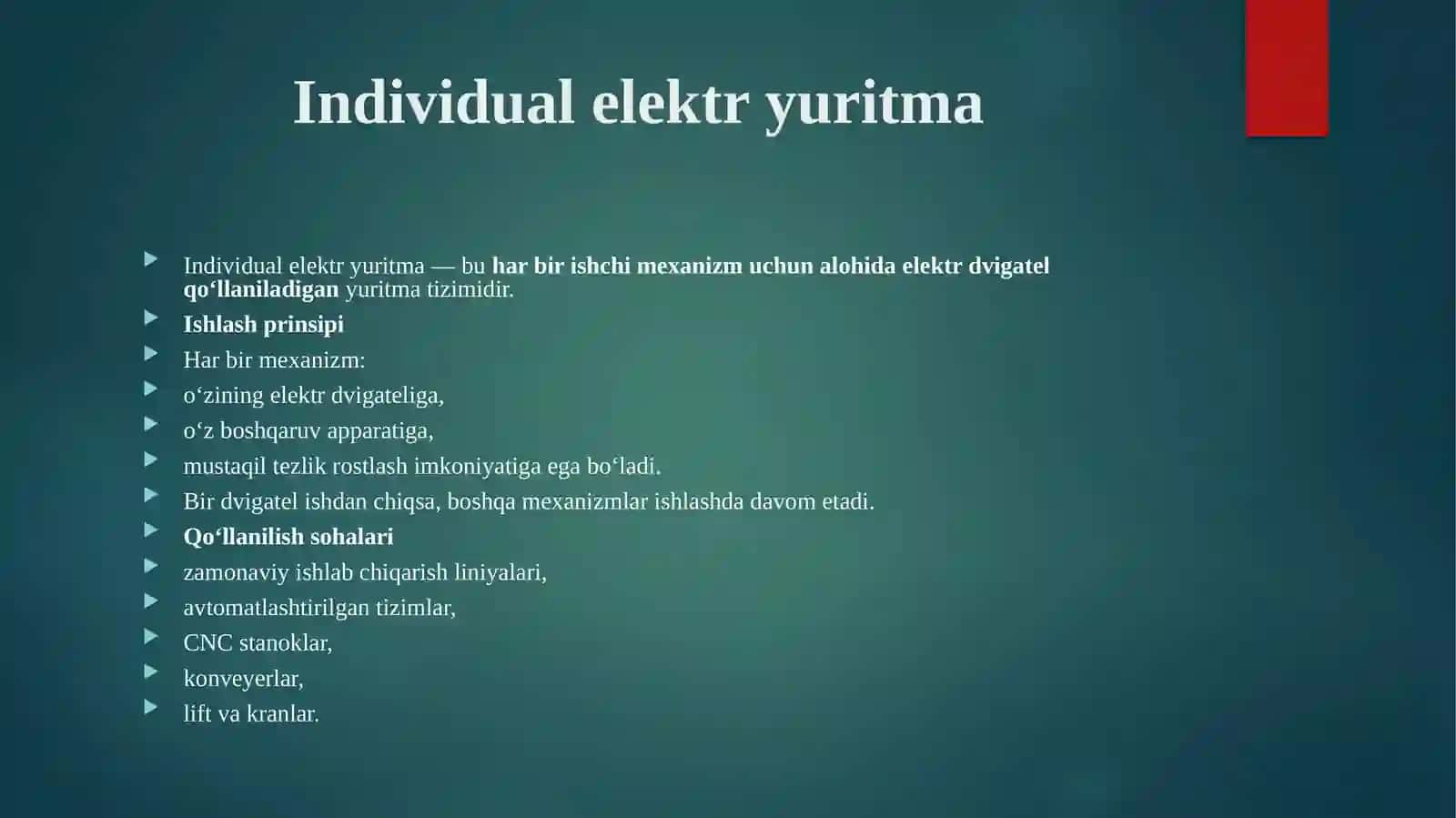 Guruxli va individual elektr yuritma tahlili 4