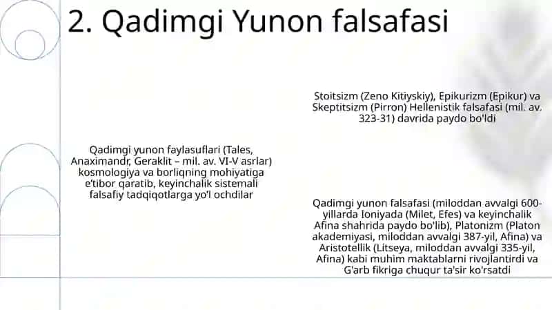 Falsafiy tafakkur taraqqiyoti: G'arb falsafasi 4