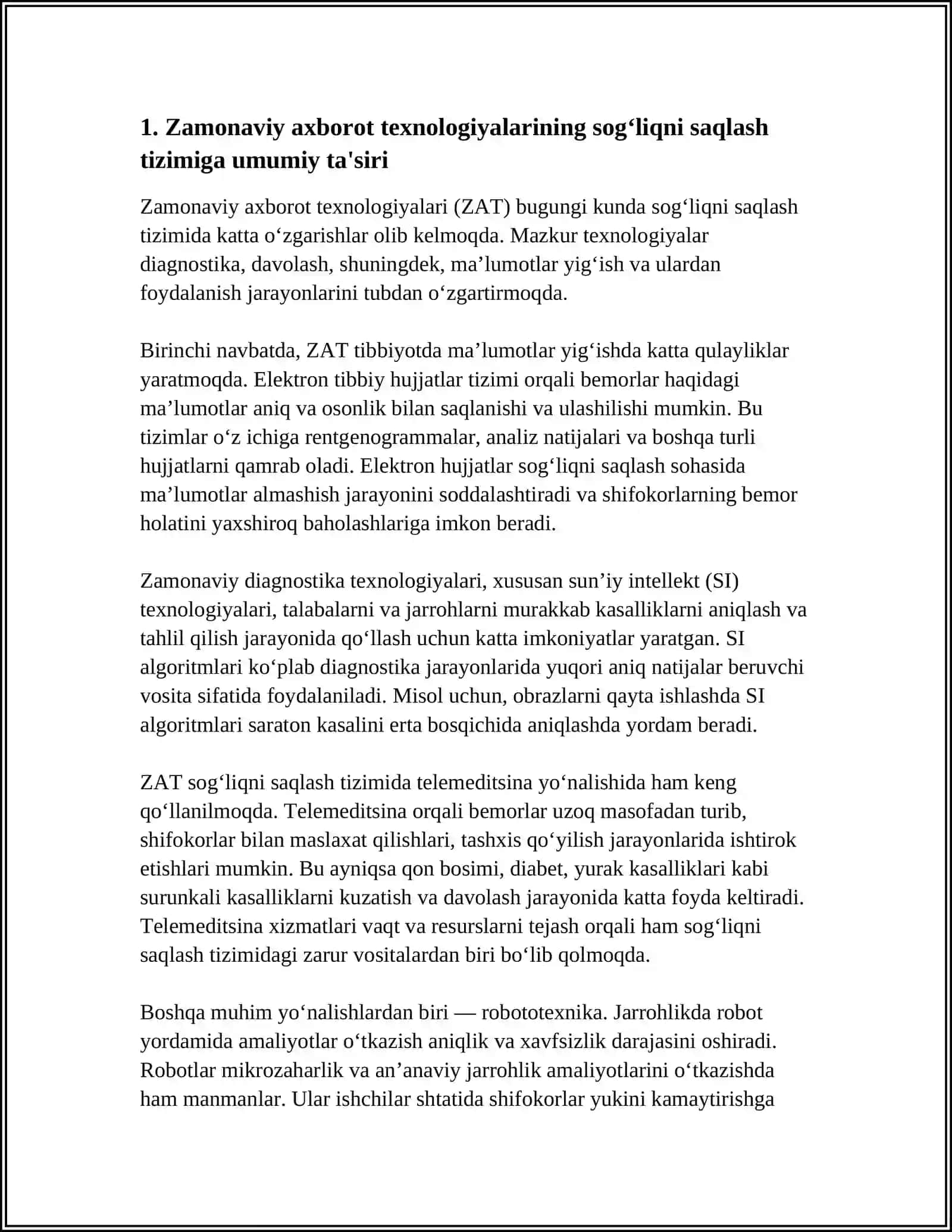 ZAMONAVIY AXBOROT TEXNOLOGIYALARIDAN FOYDALANISH DARAJASI 4