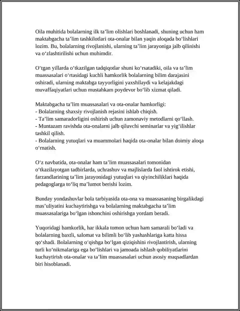 MAKTABGACHA TAʼLIM TASHKILOTI VA OILA HAMKORLIGINING MAQSAD VA VAZIFALARI 4