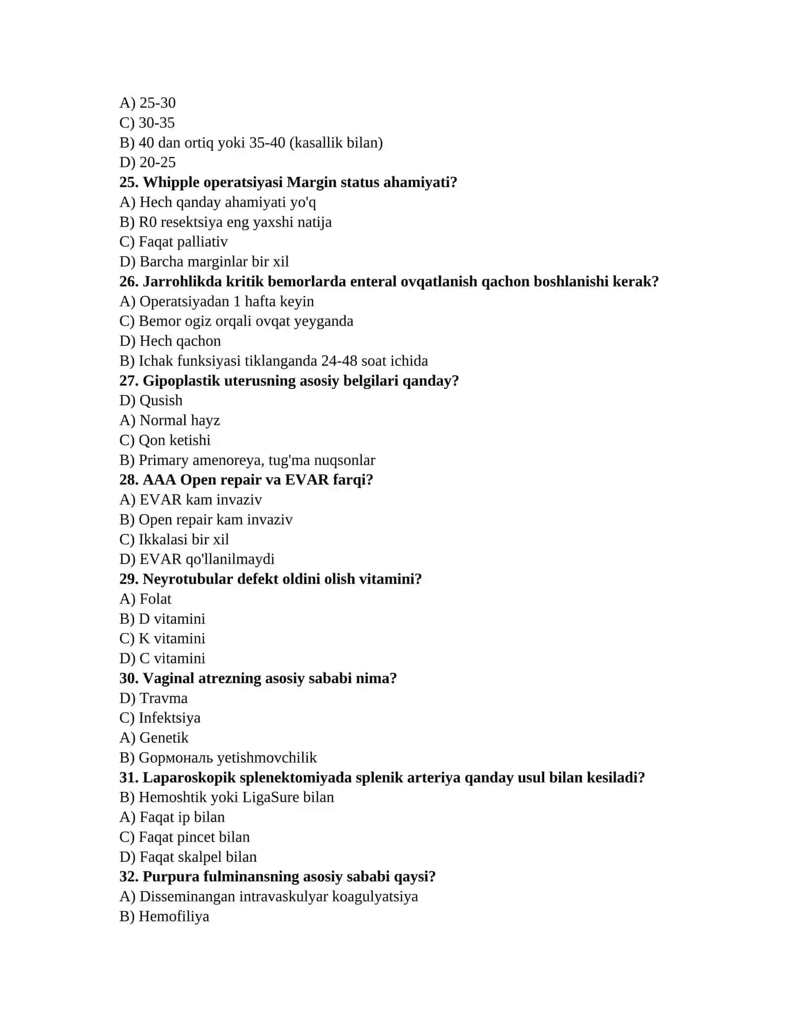 Tibbiyot mutaxassisligi testi 4