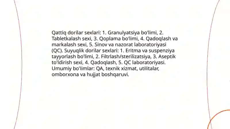 Farmatsevtik ishlab chiqarish jarayoning tashkiliy tuzilishi 4