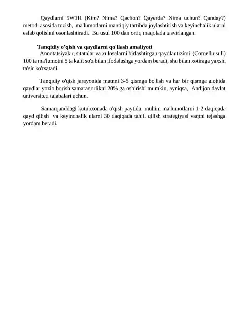 Tanqidiy oʻqish va eslatmalar bilan ishlash 4