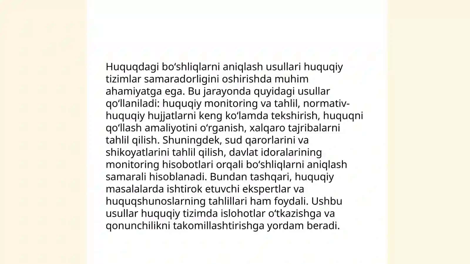 Huquqdagi boʻshliqlar va ularni bartaraf etish yoʻllari 4