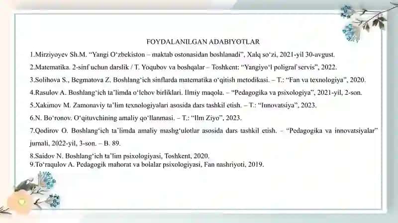 "Massa(sigʻim) oʻlchov birliklarini oʻrgatish metodikasi " 4