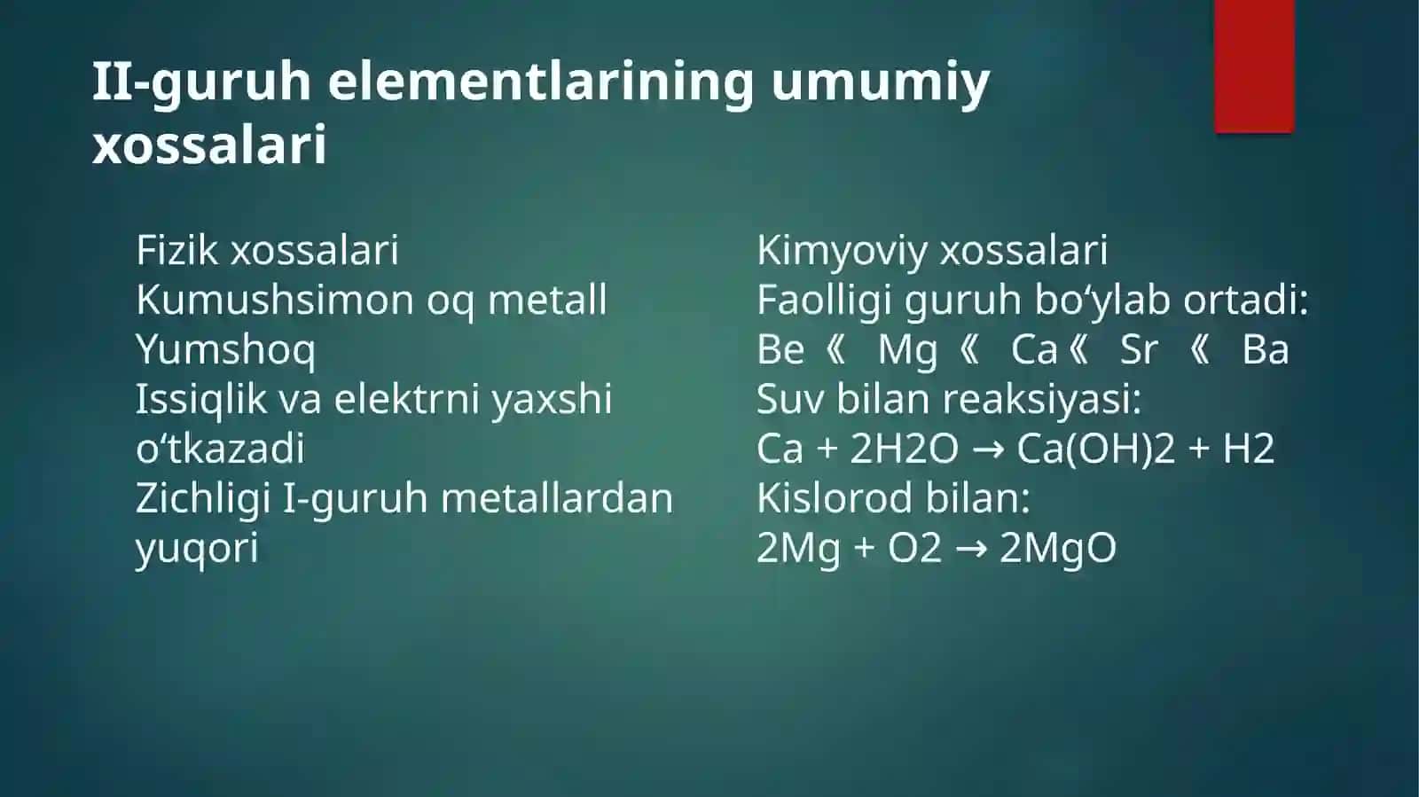 II-guruh s-elementlari: peroksidlari, karbidlari, akva va gidrokso komplekslari 4