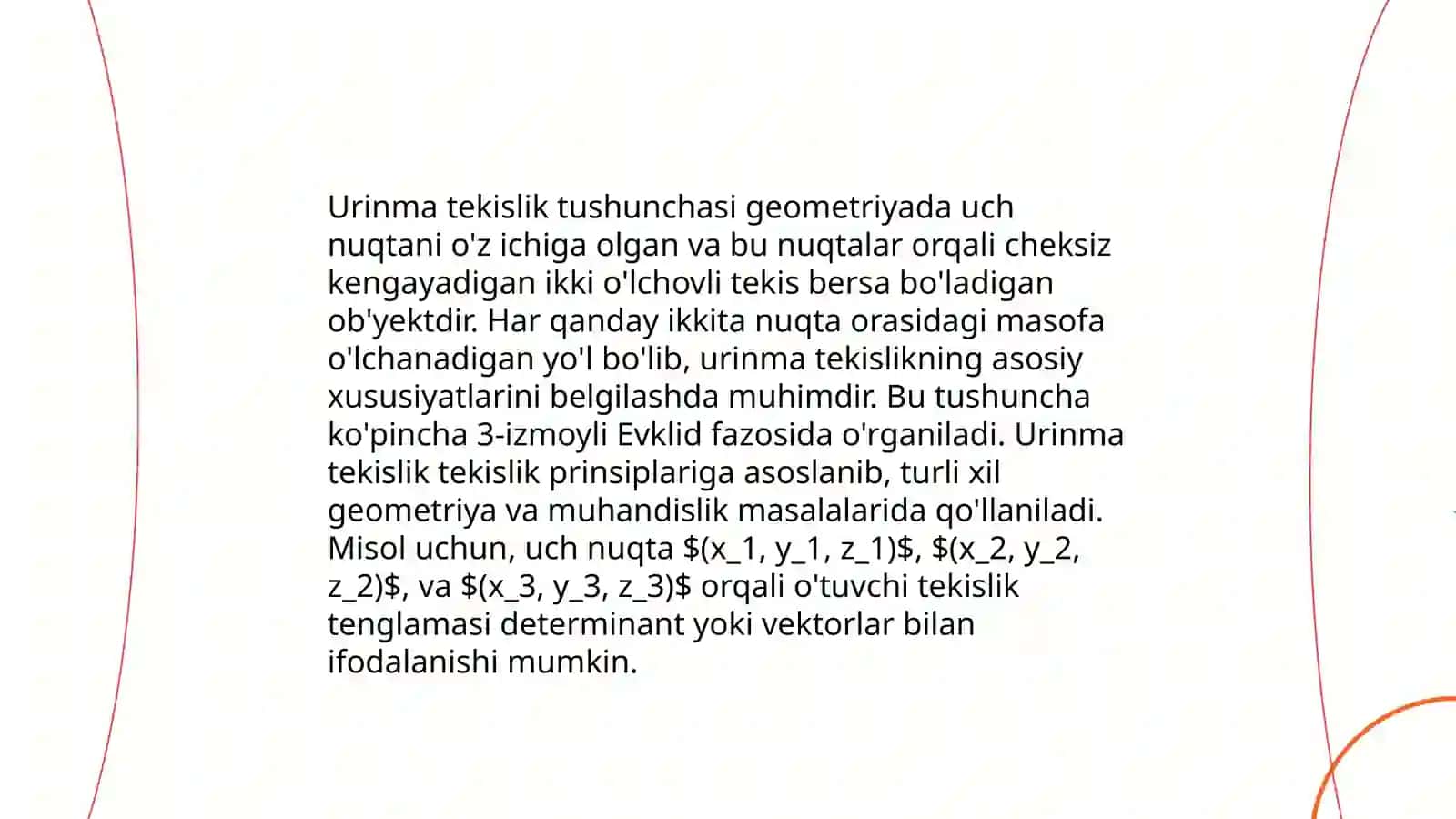 Tartibli Sirtlar va Urinma Tekisligi 4